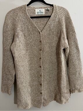 Cream Marled Button-Front Knit Cardigan